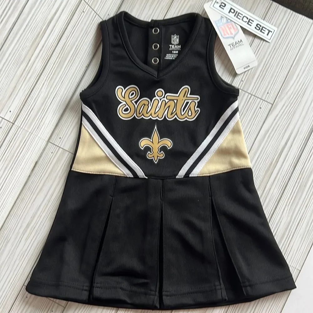 NWT Authentic New Orleans Saints girls 2 pc set. NFL Team Apparel/Cheer/Costume